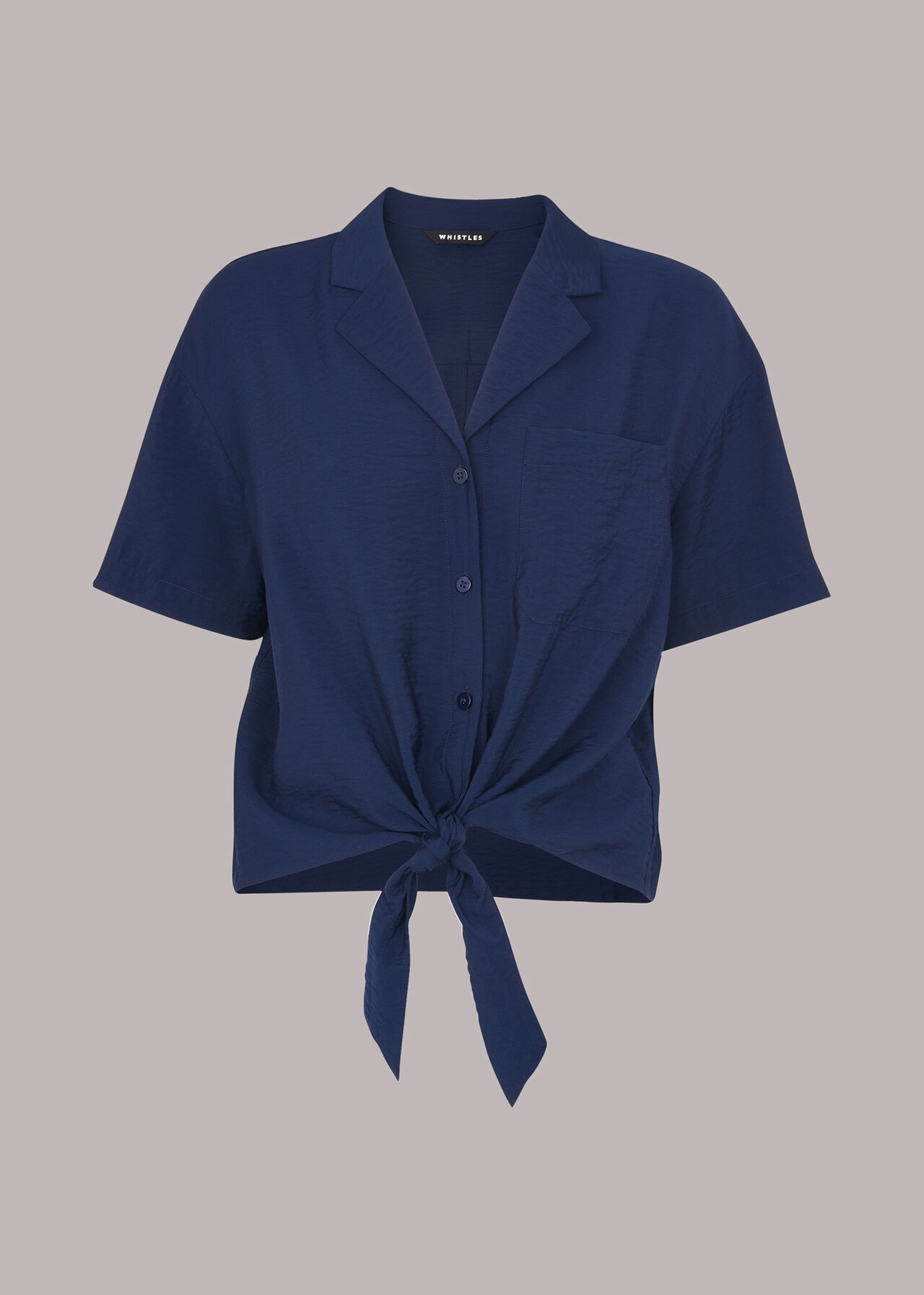 Tie Front Top in Navy