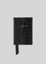 Shiny Croc Passport Holder Black