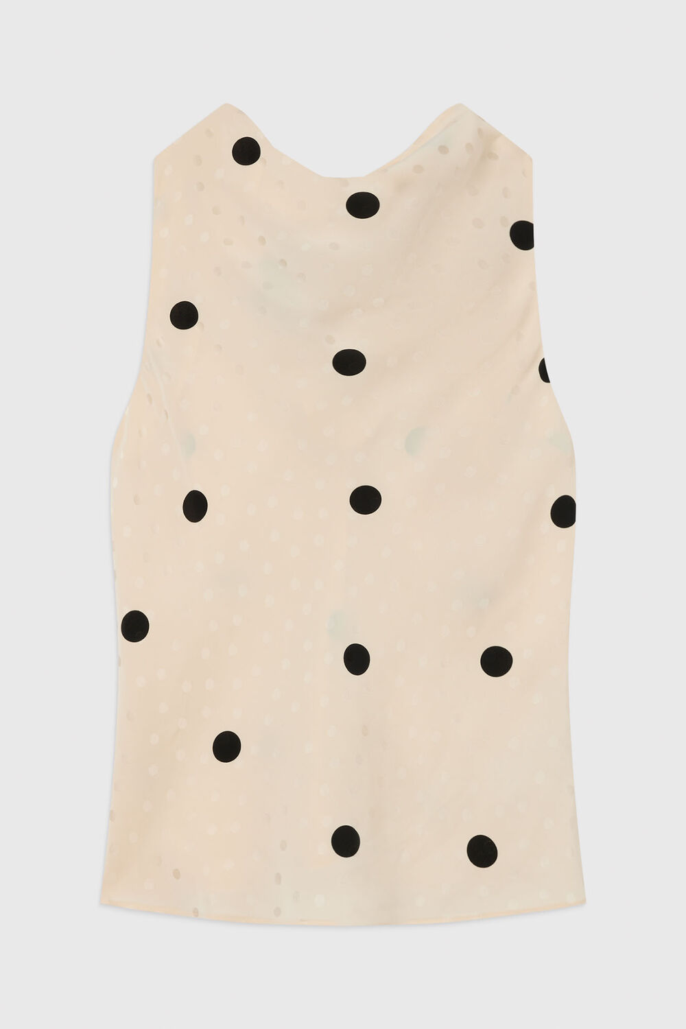 Cream Jacquard Spot Satin Halterneck