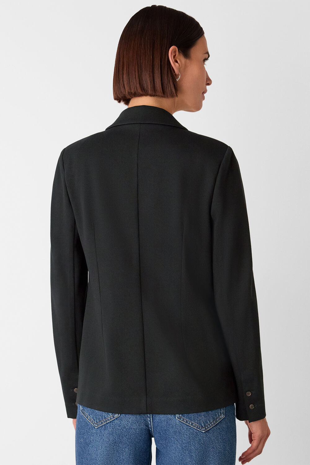Black Textured Ponte Stretch Blazer