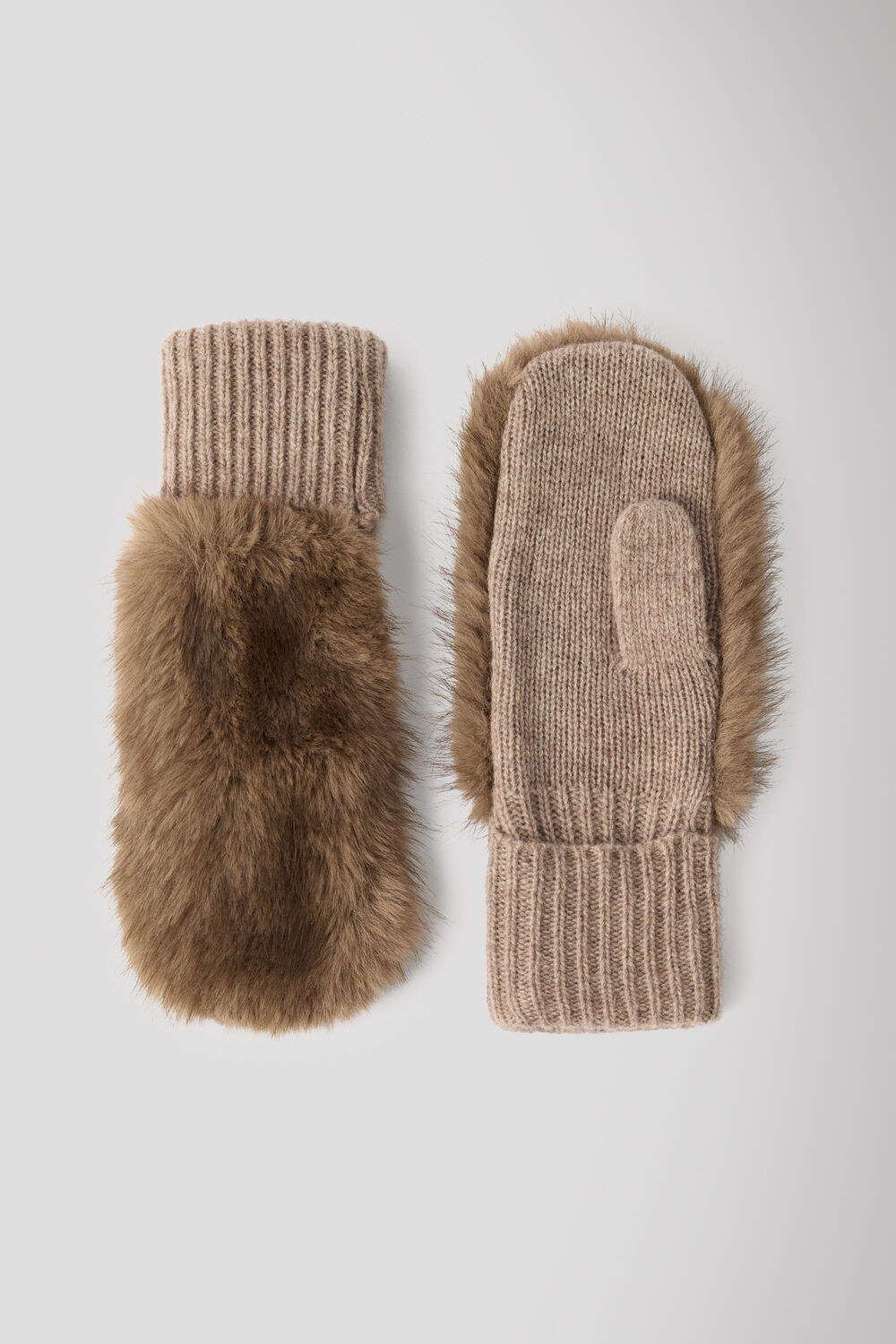 Faux Fur Knitted Mittens
