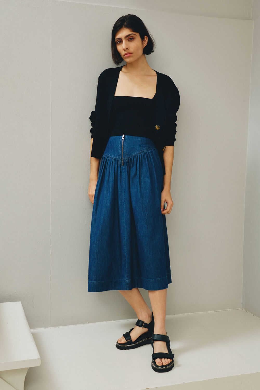 Square Neck Knit Crop Top
