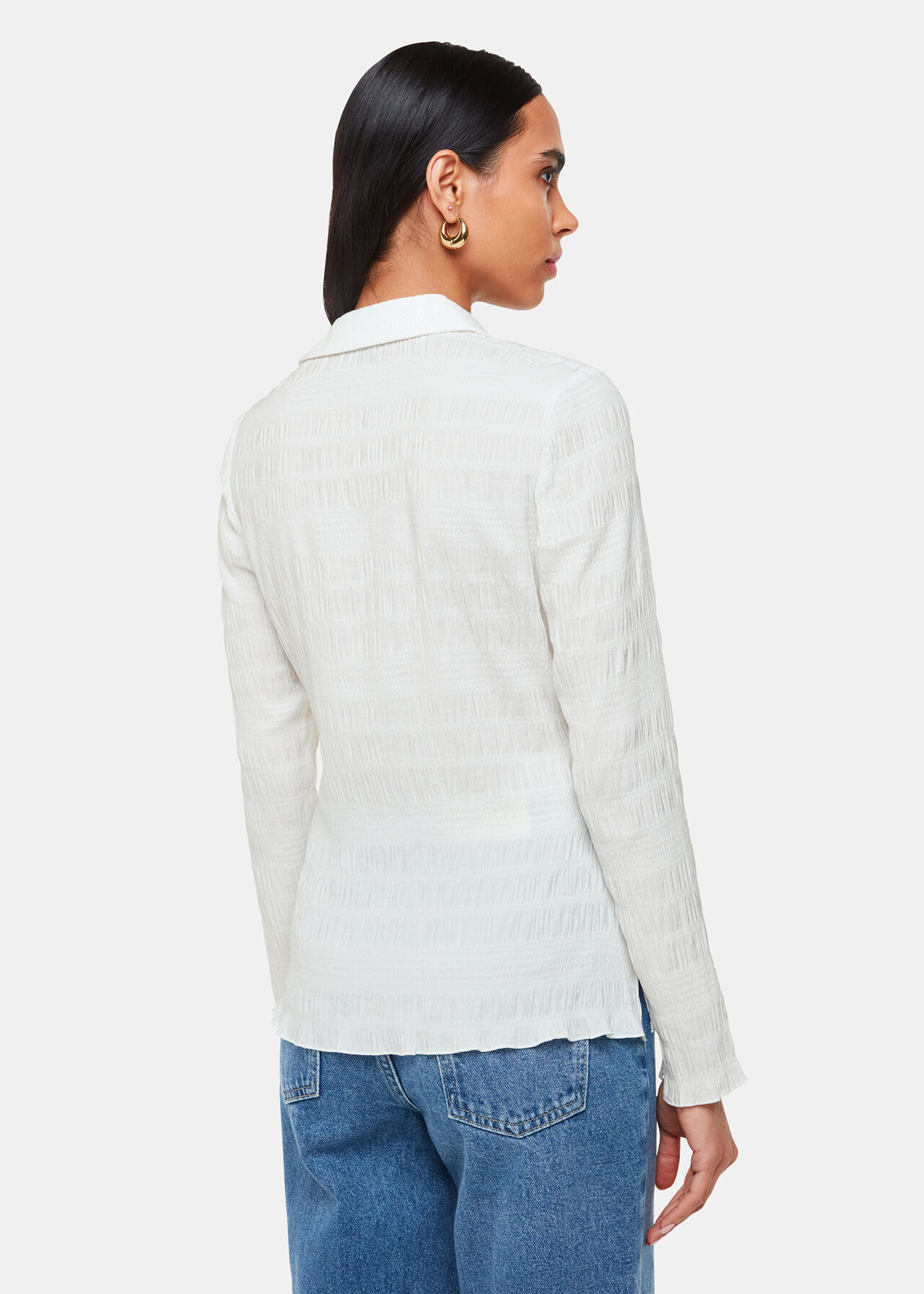 Plisse Button Front Shirt