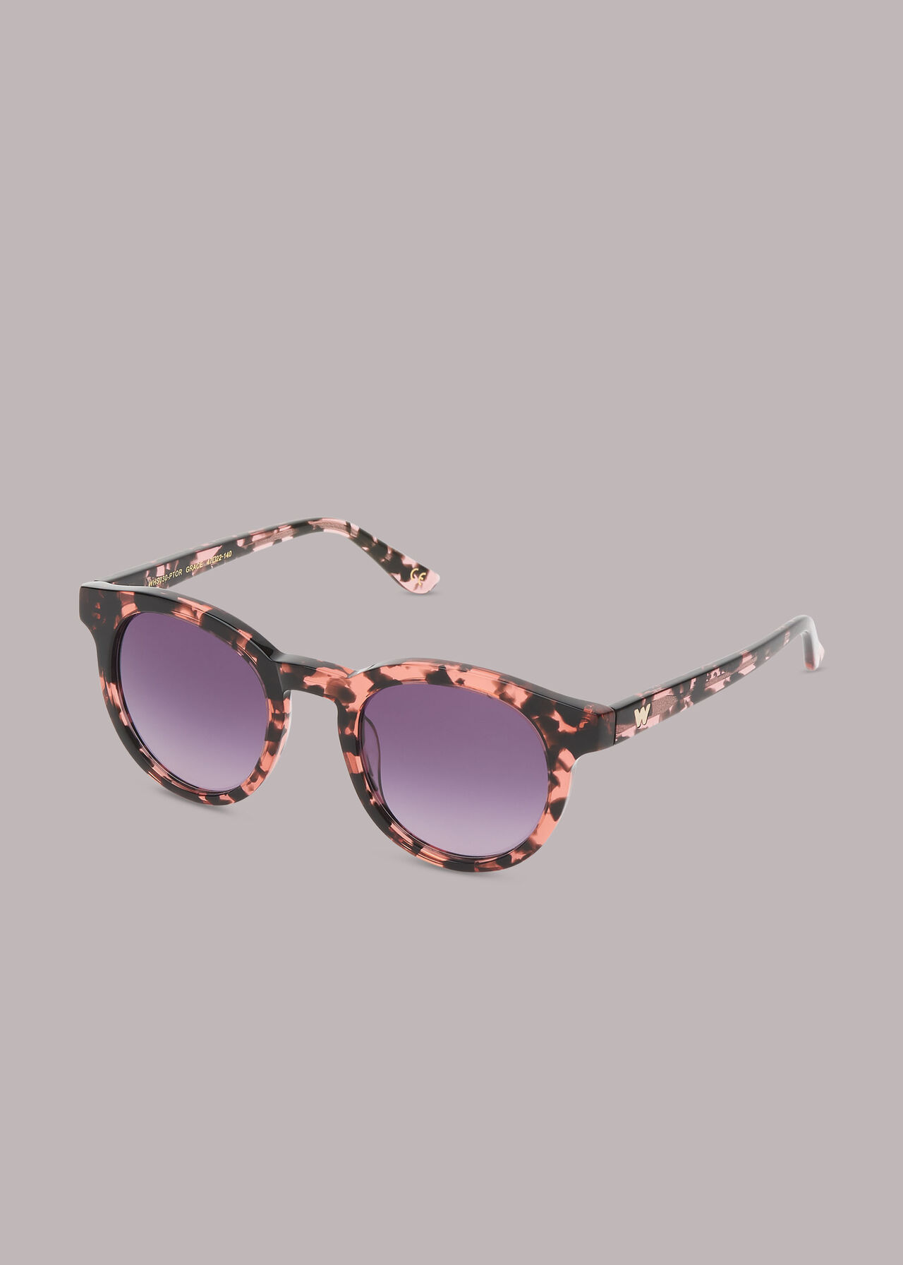 Pink/Multi Gracie Round Tort Sunglasses | WHISTLES | Whistles UK