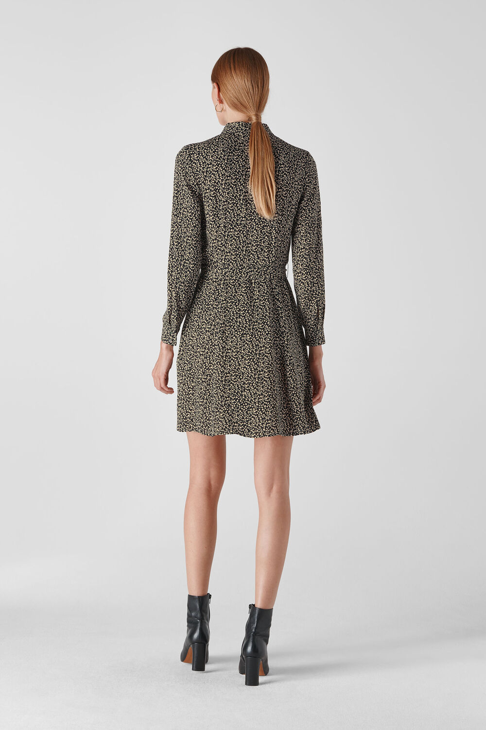 Autumn Floral Shirt Dress Black/Multi
