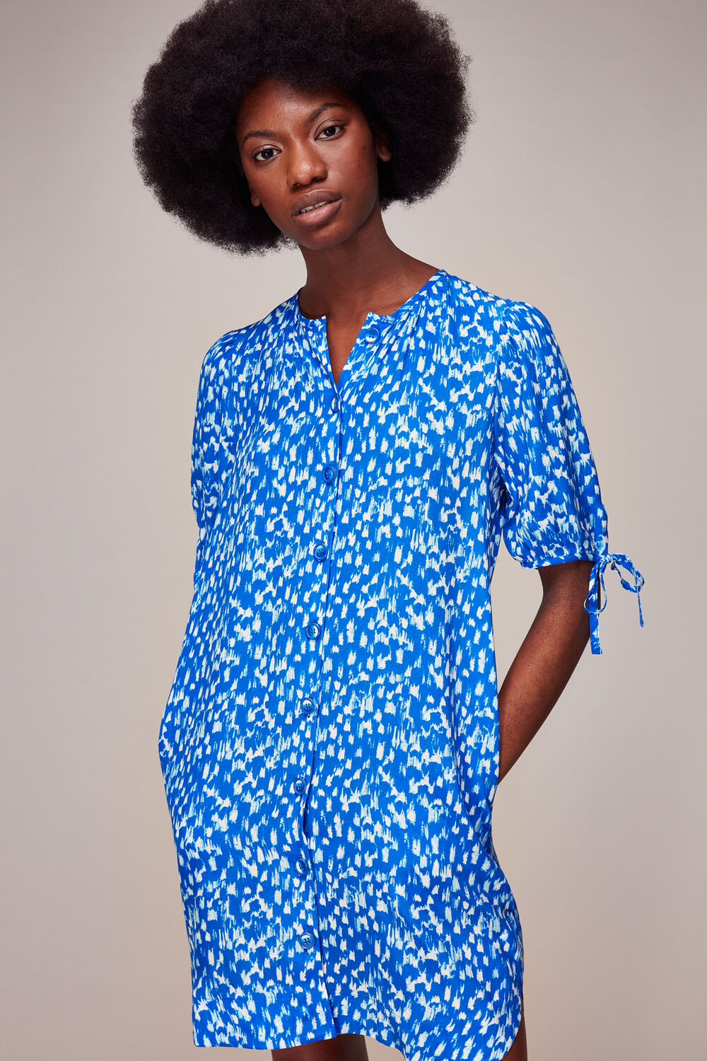 Blue Speeding Squares Frankie Dress