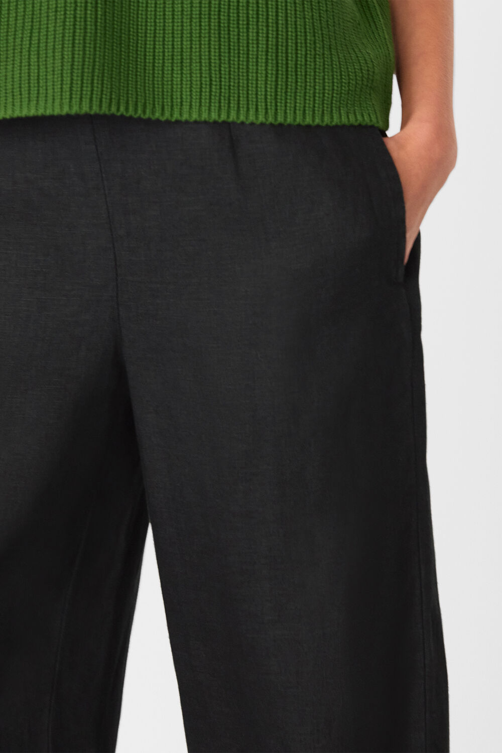 Black Linen Ankle Length Trouser