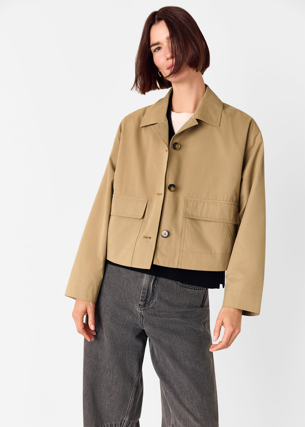 Short Cotton Trench Jacket