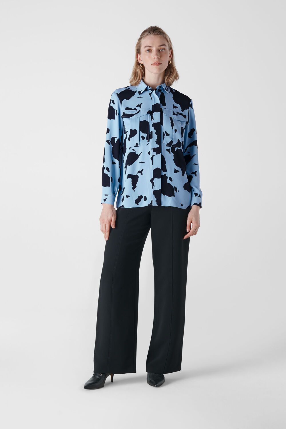 Cow Print Military Shirt Blue/Multi
