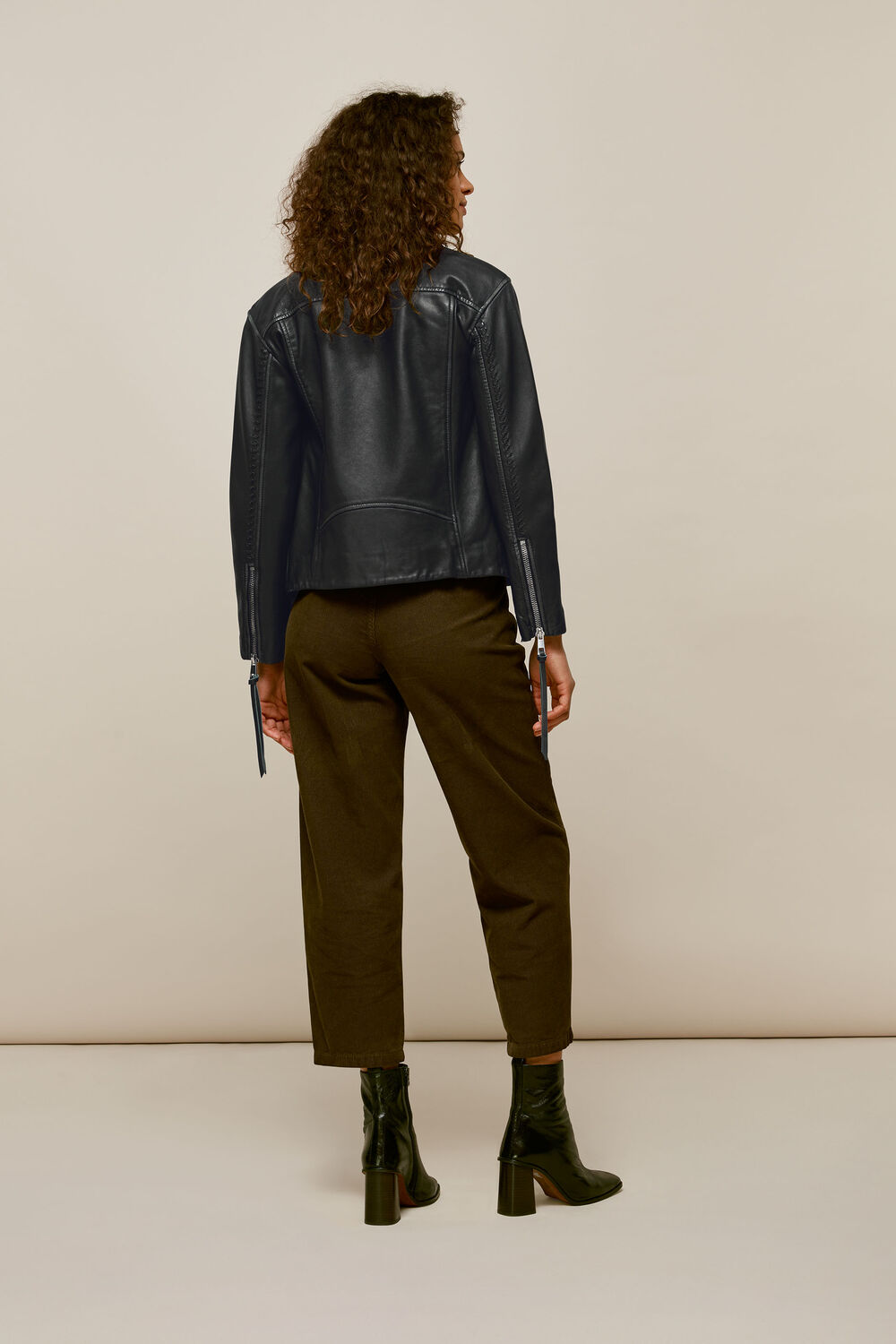 Tessa Tumbled Leather Biker Black