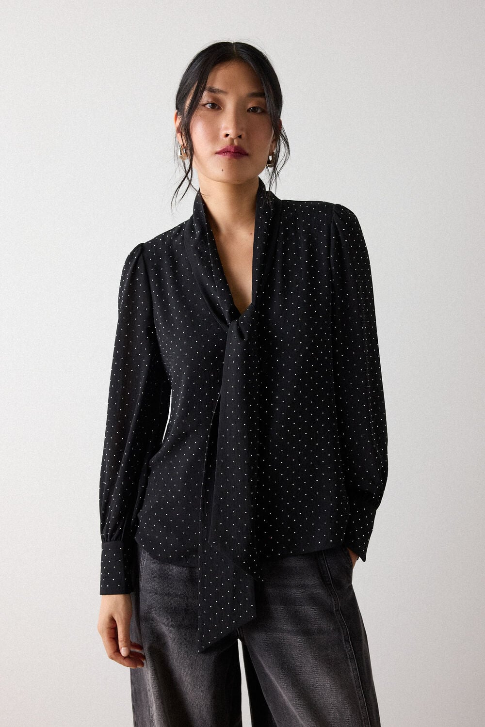 Black Sparkle Hot Fix Scarf Top