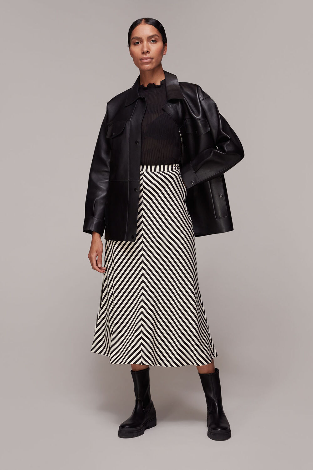 Multicolour Diagonal Stripe Skirt
