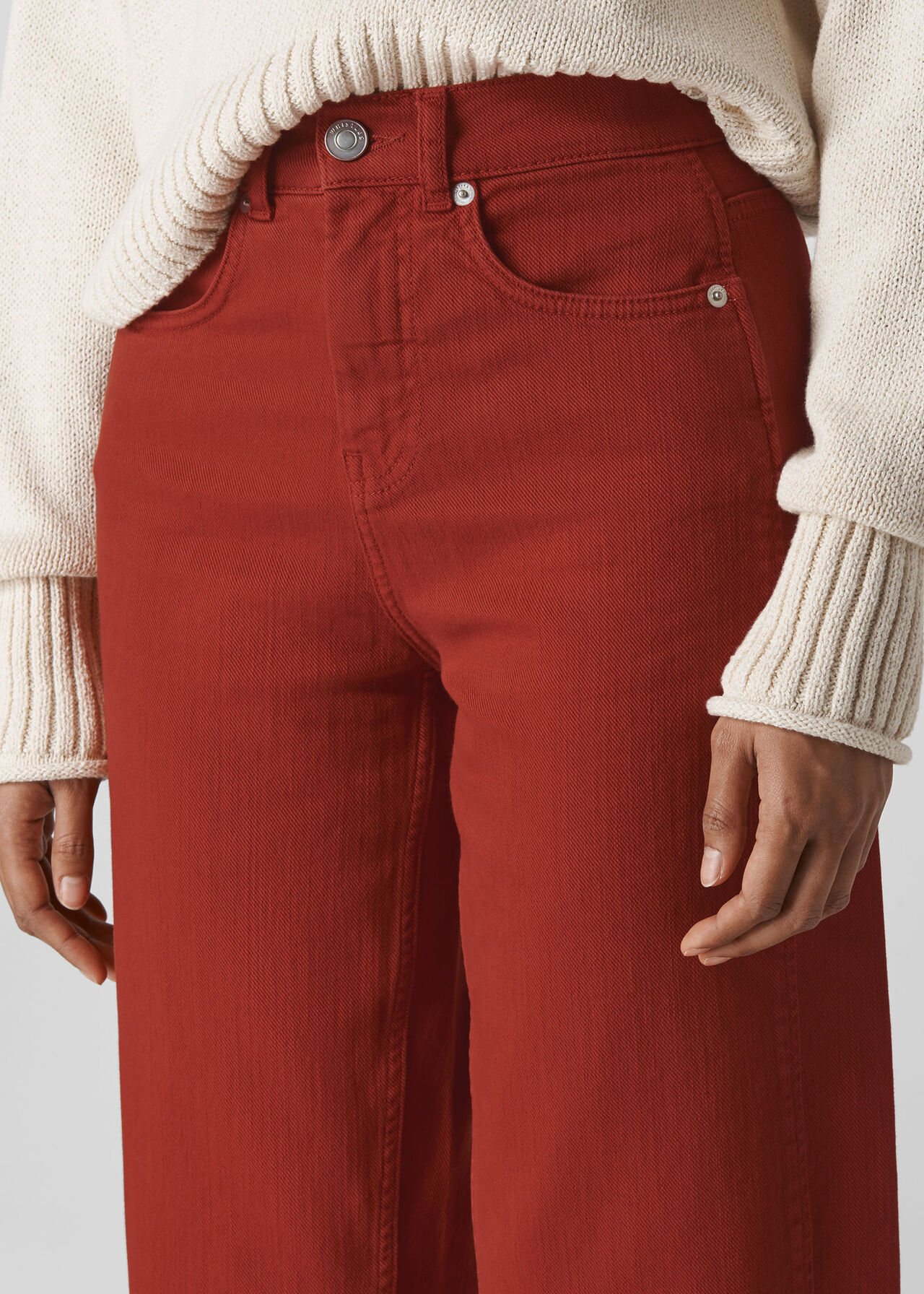 High Waist Barrel Leg Jean Rust