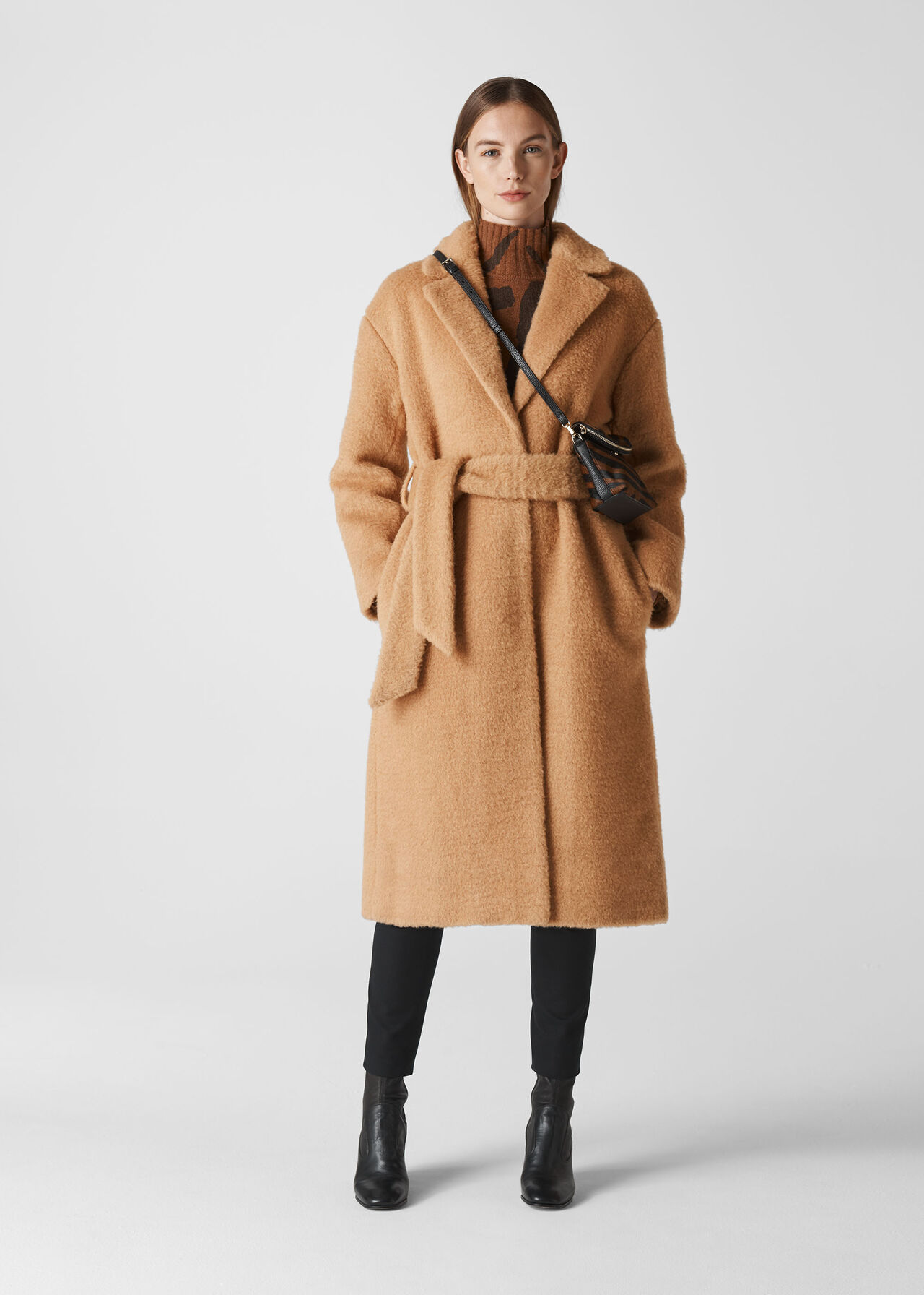 korrekt couscous Patronise Camel Wool Textured Belted Coat | WHISTLES 