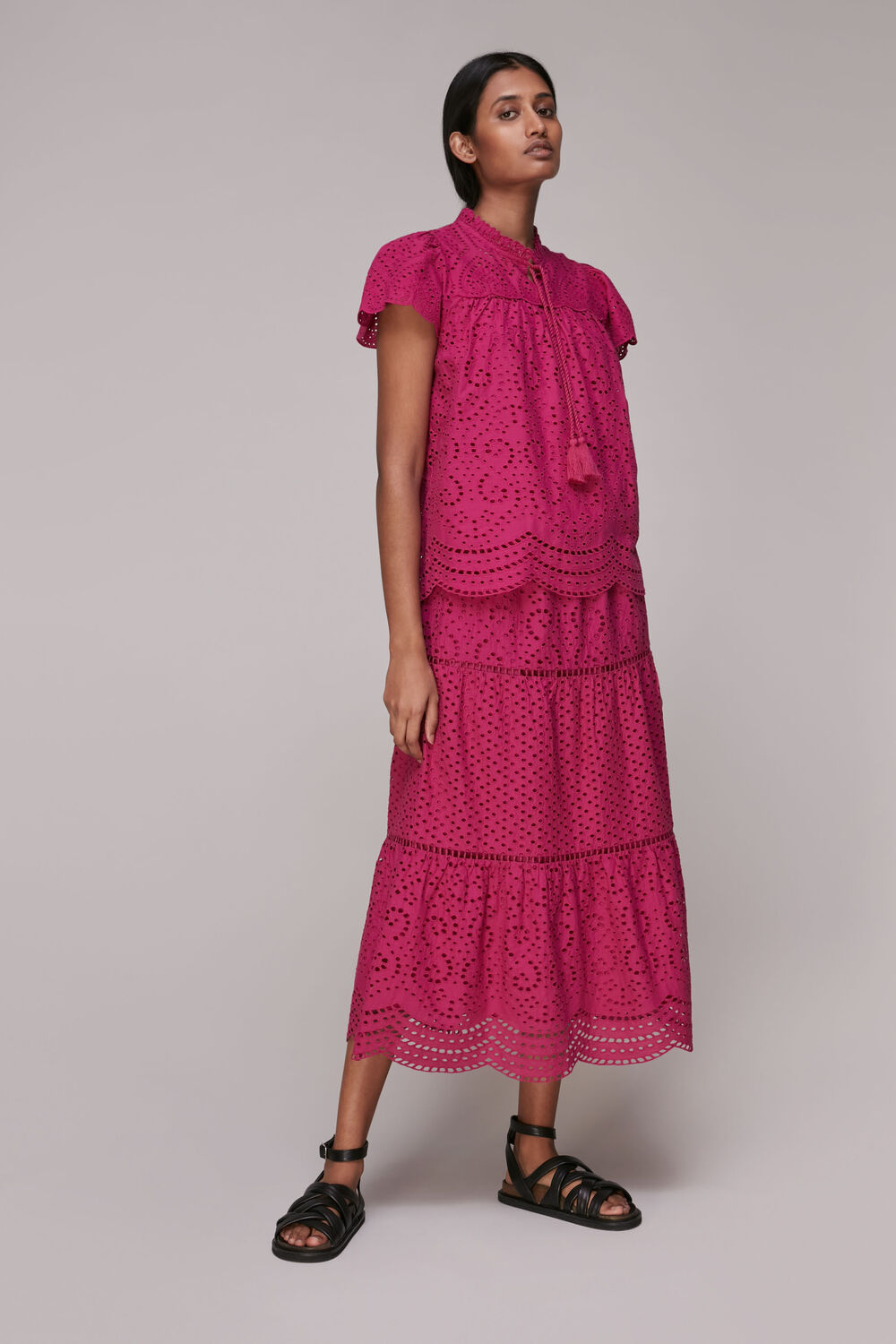 Bonnie Broderie Blouse Pink
