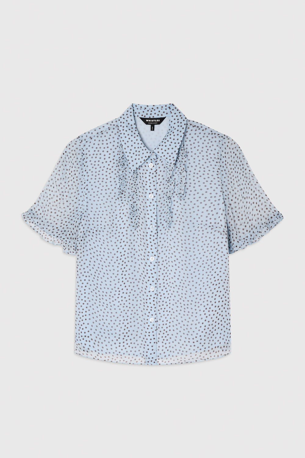 Blue Polka Dot Sheer Sleeve Shirt