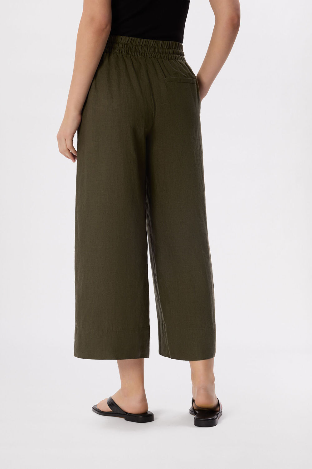 Elasticated Linen Crop Trouser