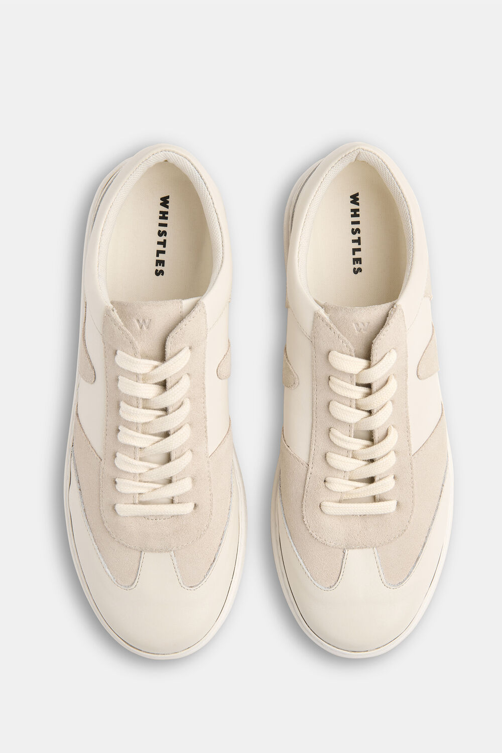 White Suede Leather Mix Trainer