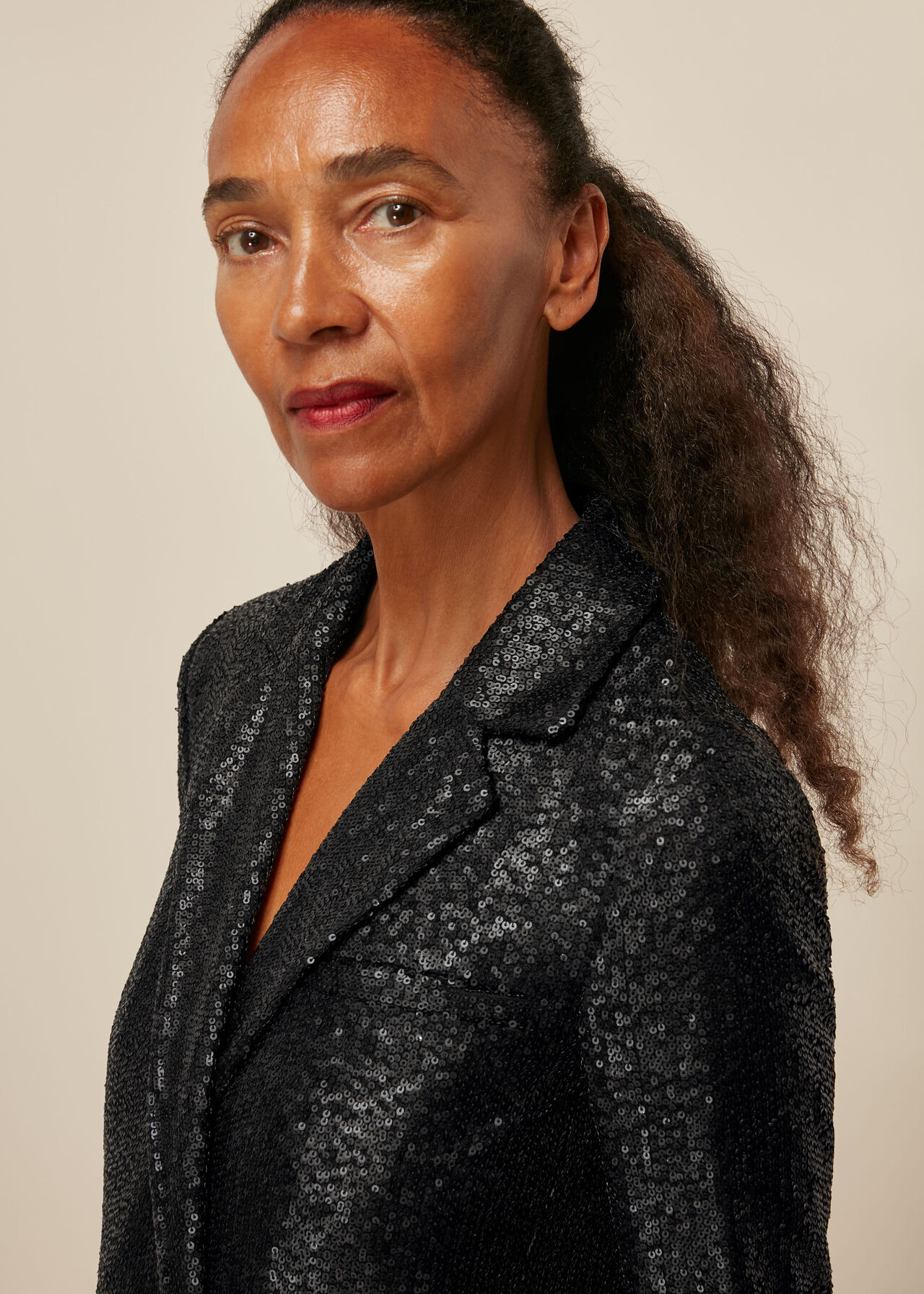 Sequin Double Breasted Blazer