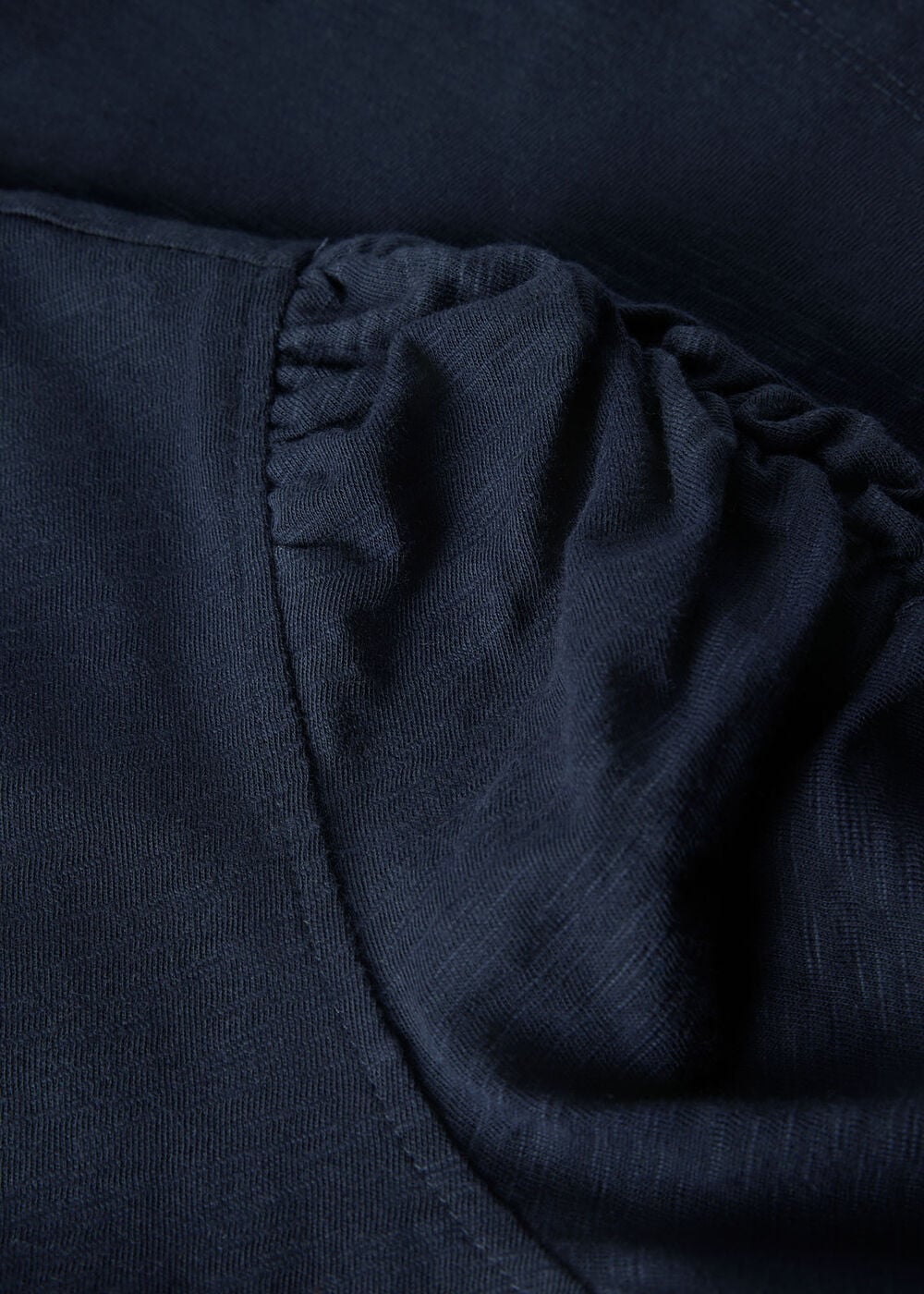 Round Neck Gathered Sleeve Tee
