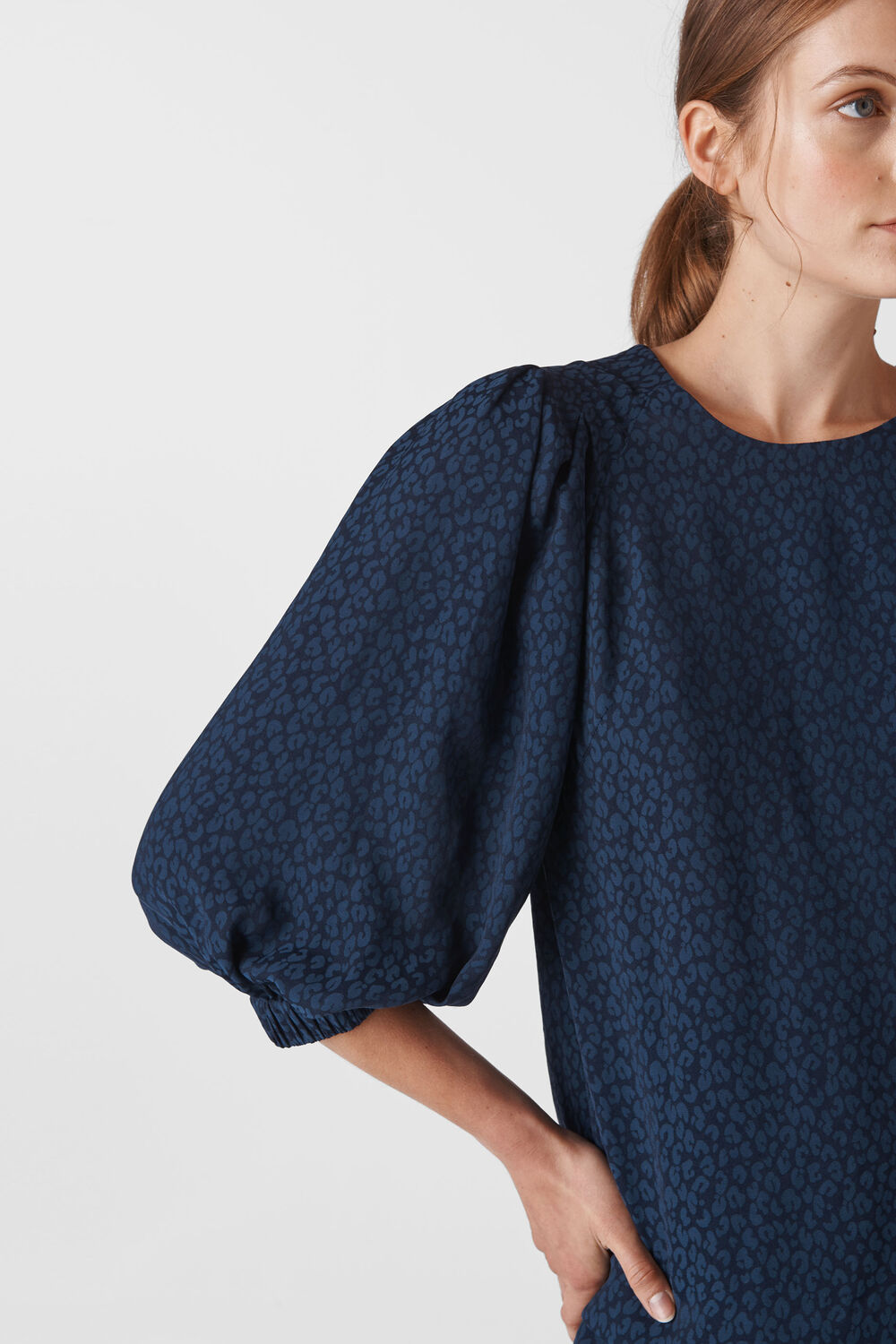 Animal Jacquard Top Navy