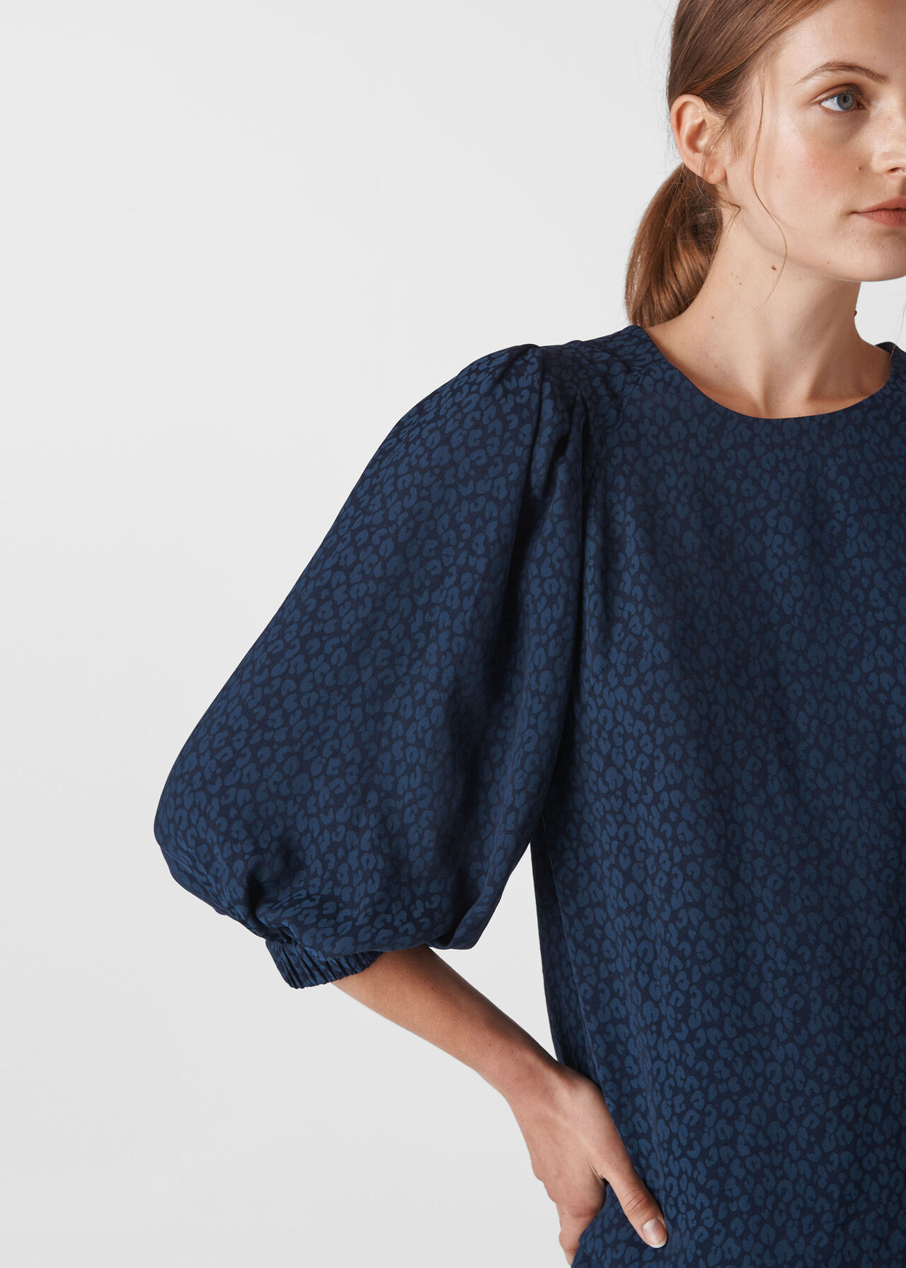 Animal Jacquard Top Navy