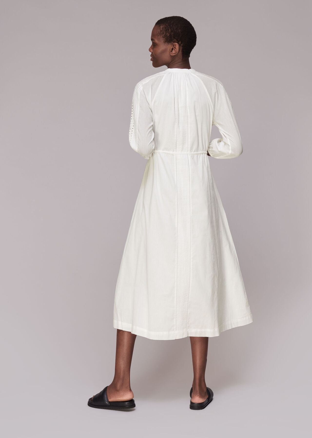 White Cotton Embroidered Dress | WHISTLES