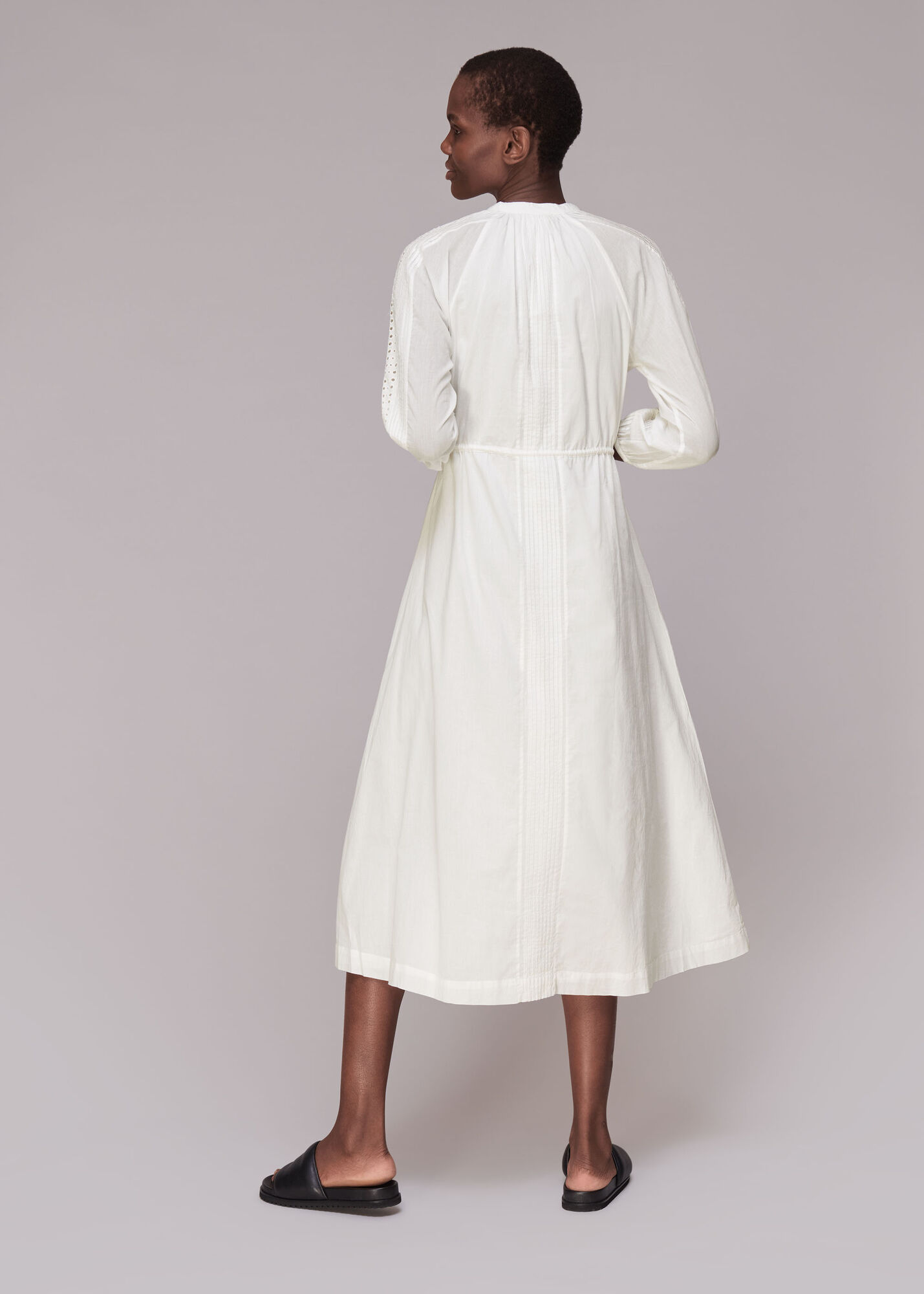 Blue and White Stripe Cotton Dress with Embroidery main image 1