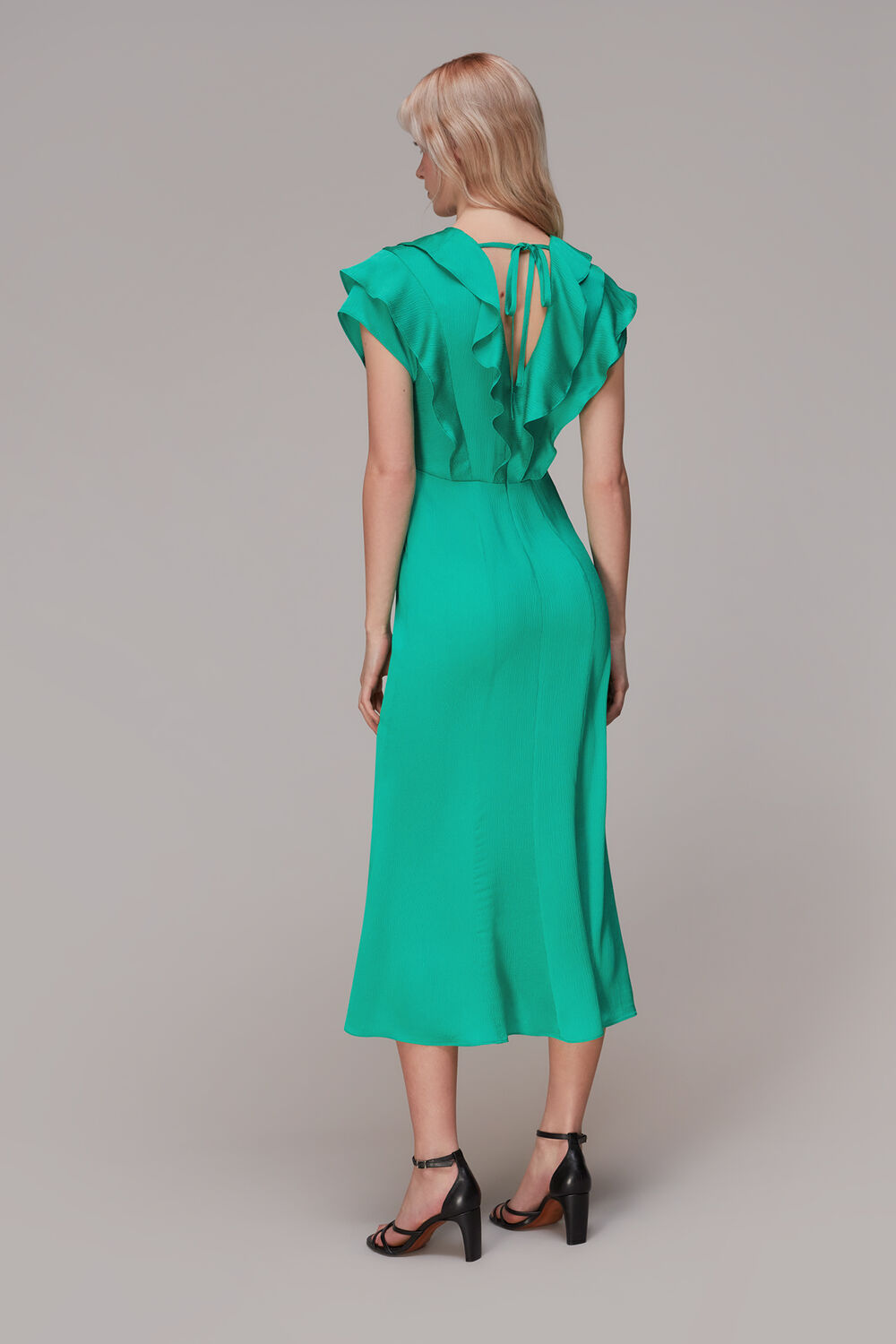 Green Adeline Frill Midi Dress