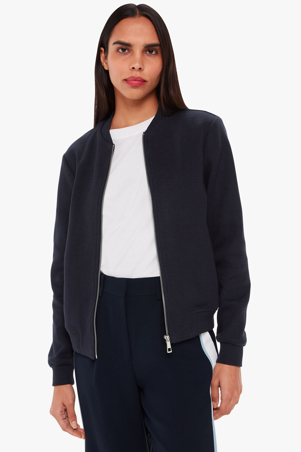 Navy Jersey Bomber Jacket