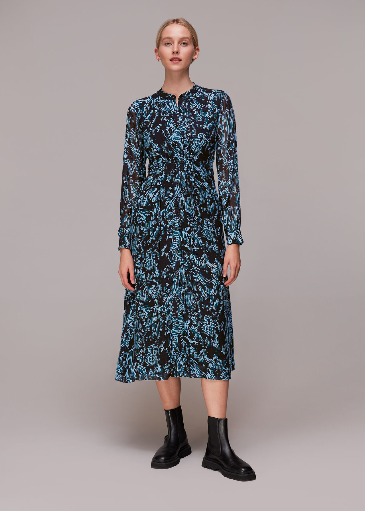 Wood Tiger Print Midi Dress