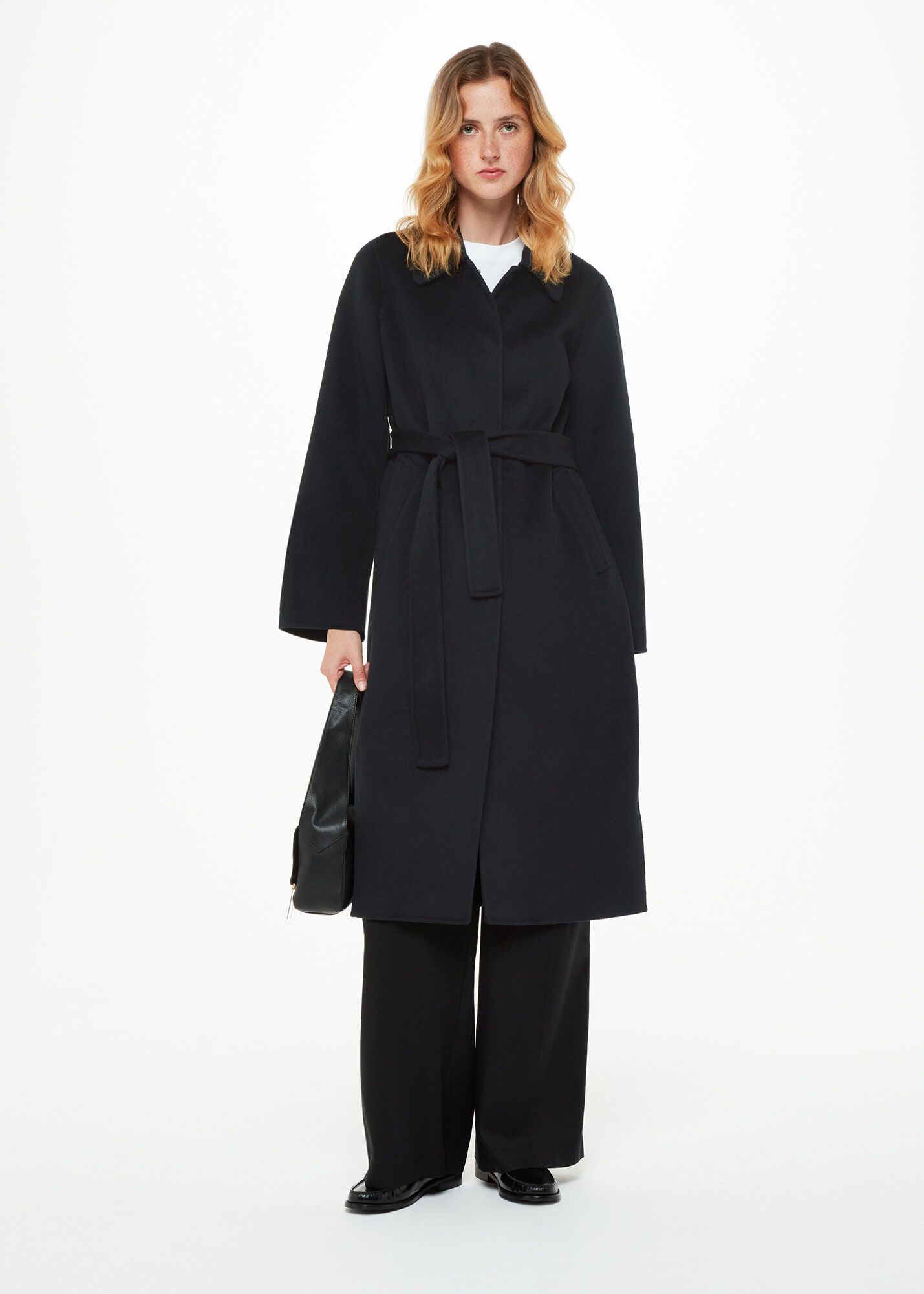Black belted womens coat sale