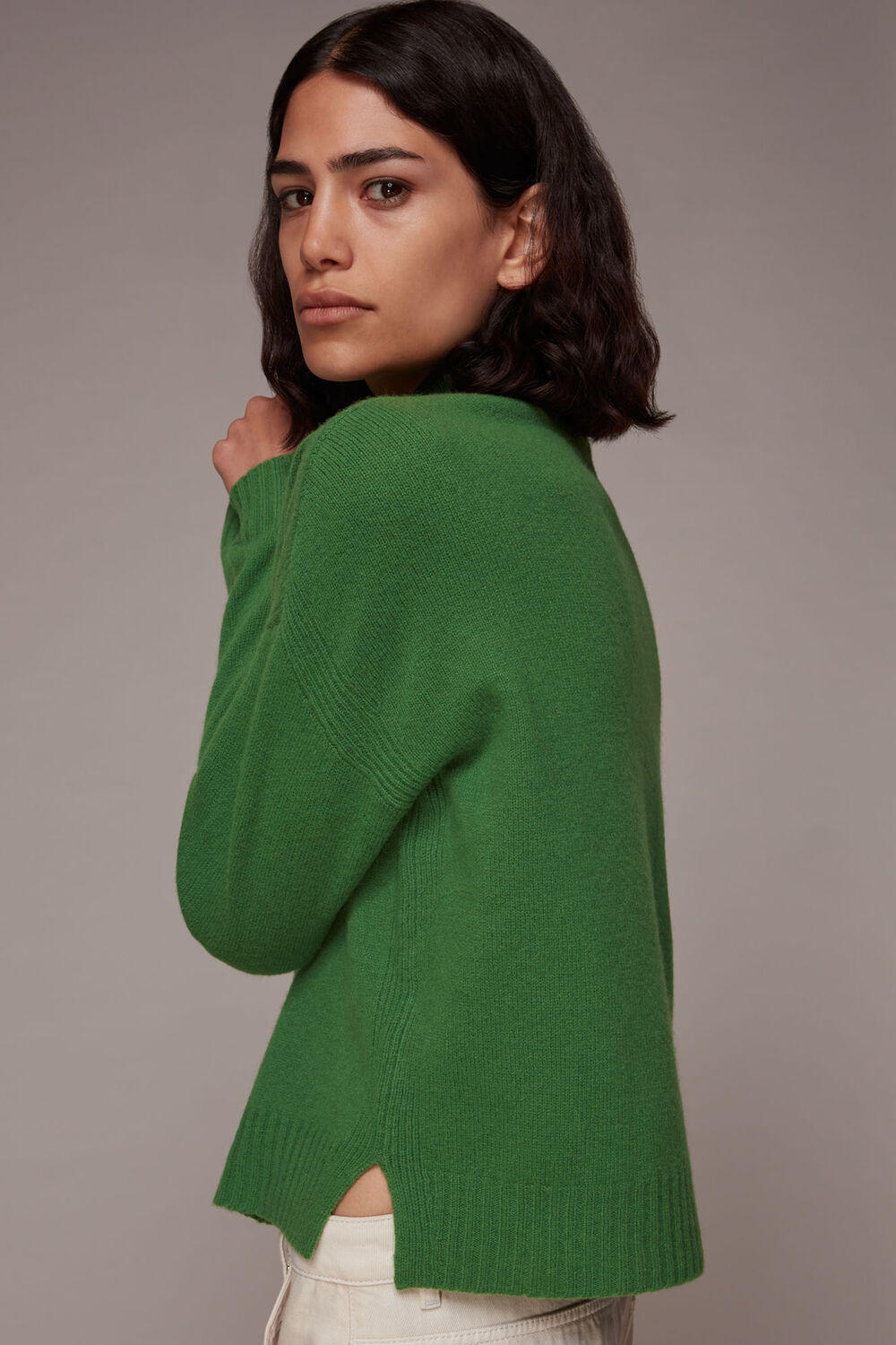 Wool Split Funnel Neck Jumper