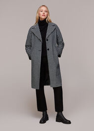 Gingham Wool Cocoon Coat