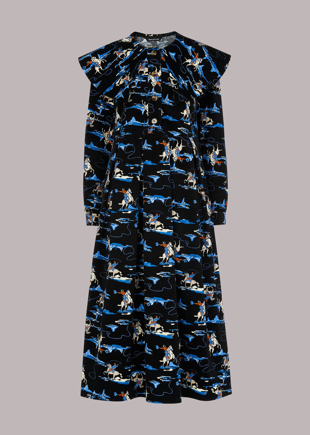 Cowboy Print Cord Collar Dress