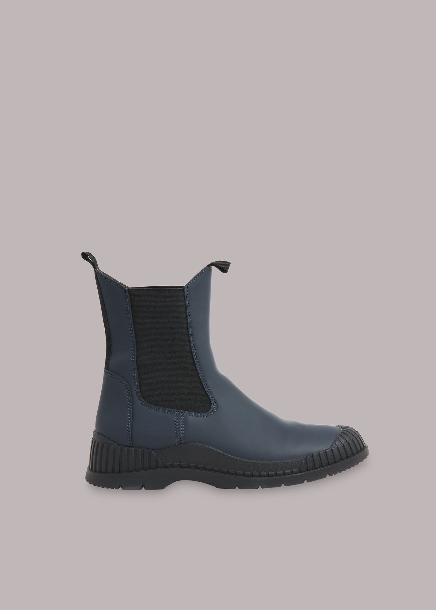Navy Denver Rubberised Leather Boot 