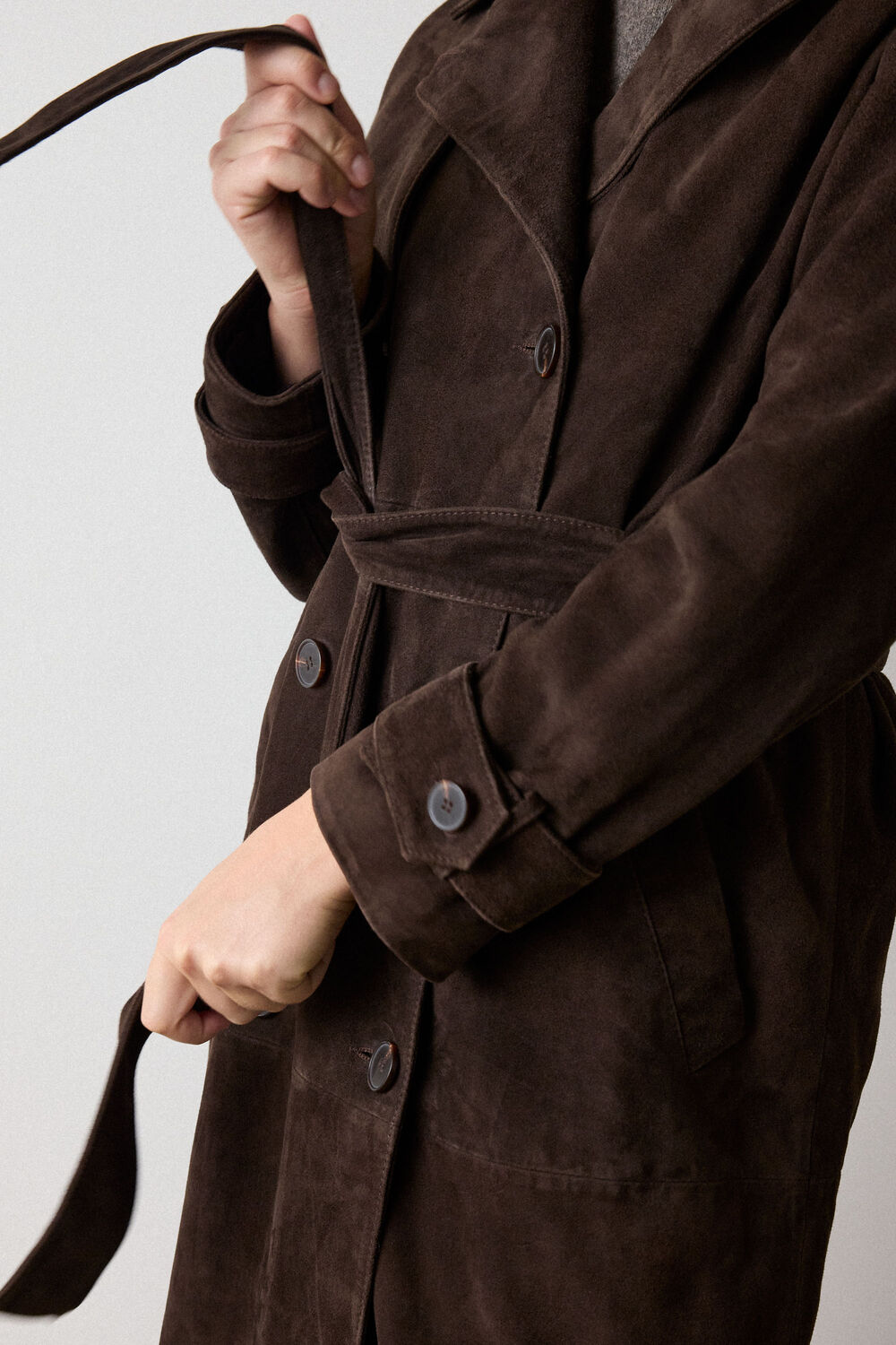 Chocolate Suede Trench Coat