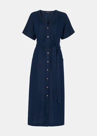 Linen Belted Midi Dress