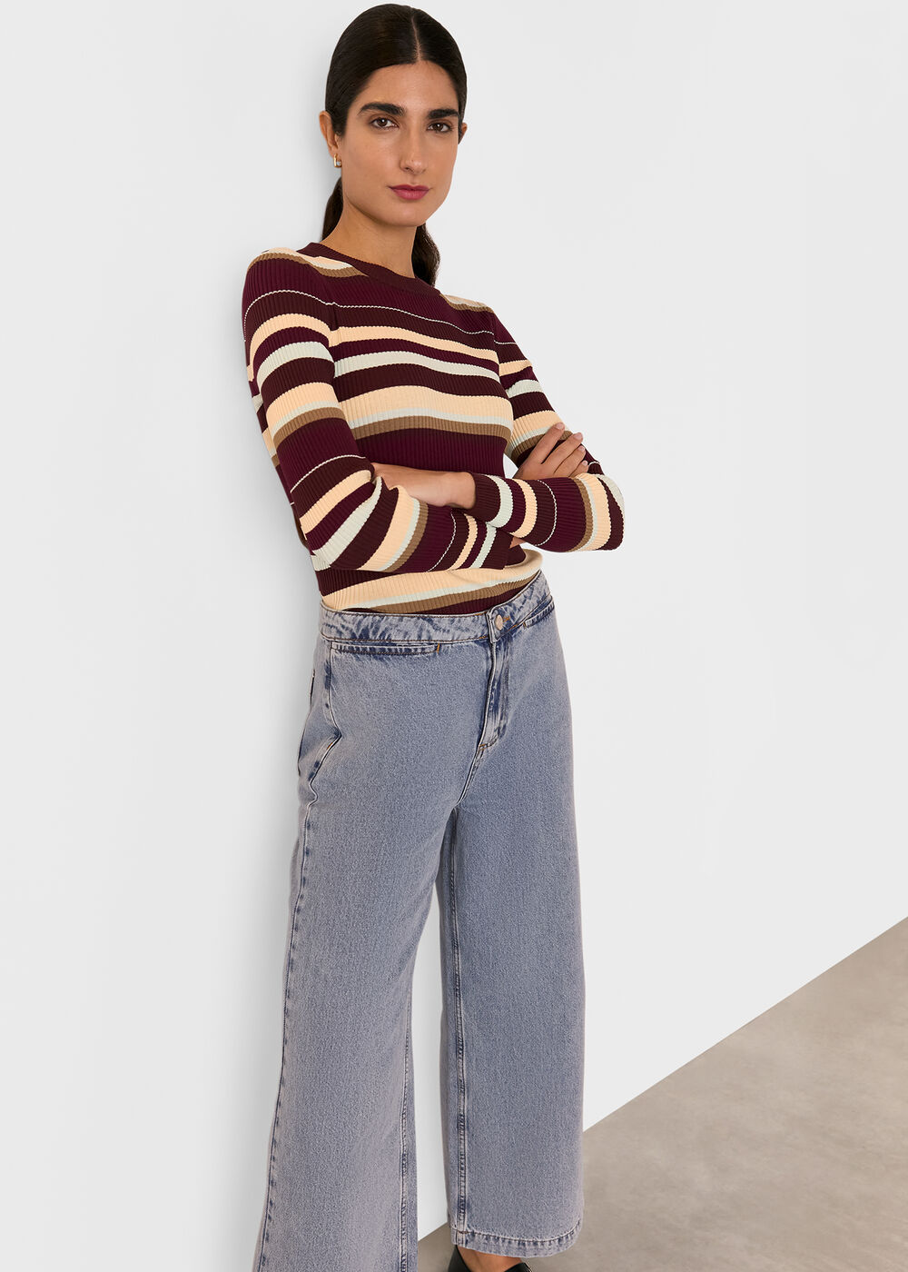 Multi Stripe Crew Neck Knit