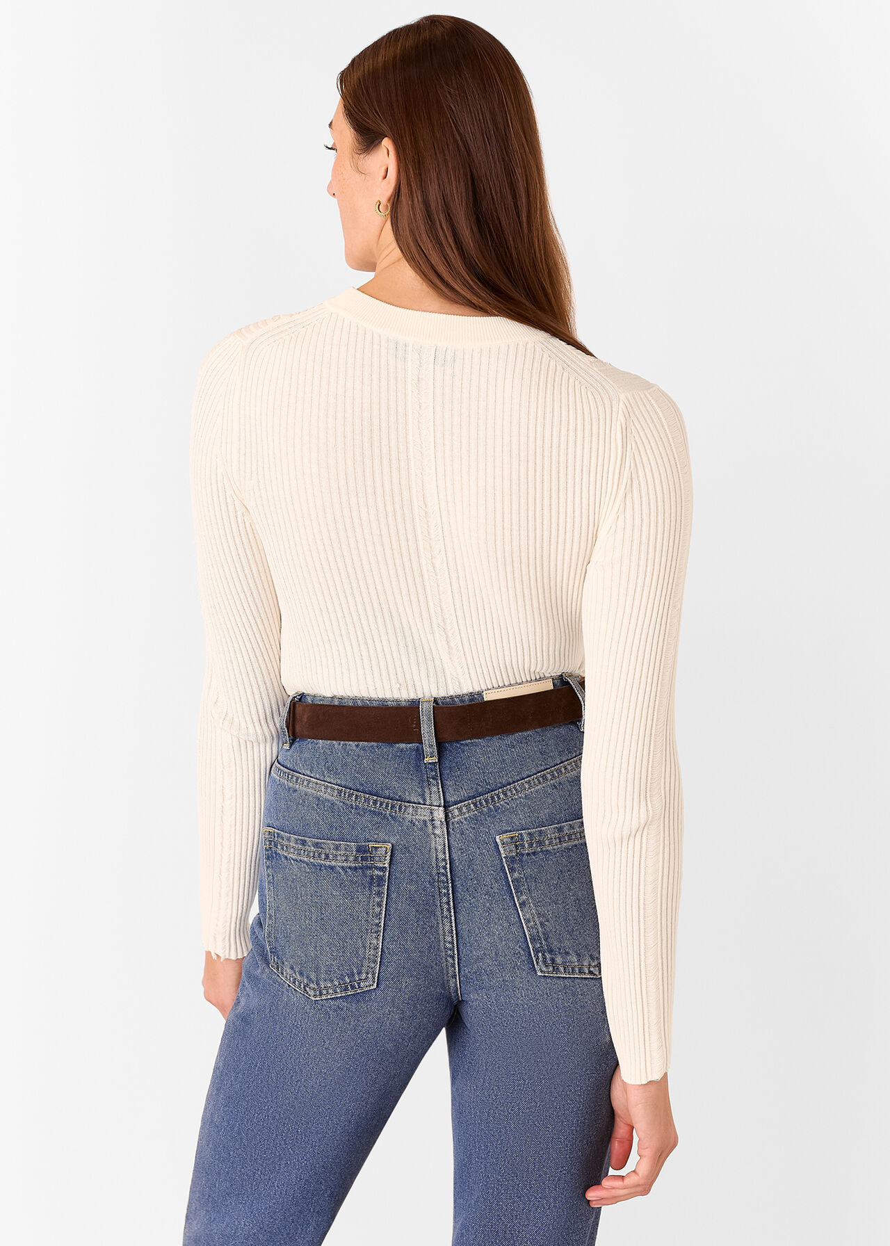 Ribbed Affect Crew Neck Knit