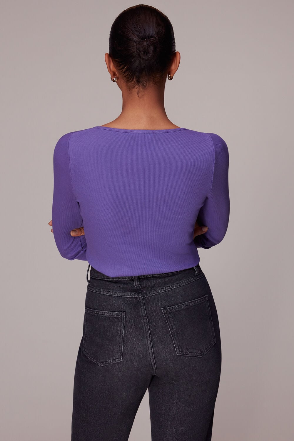 Ribbed Asymmetric V-Neck Top