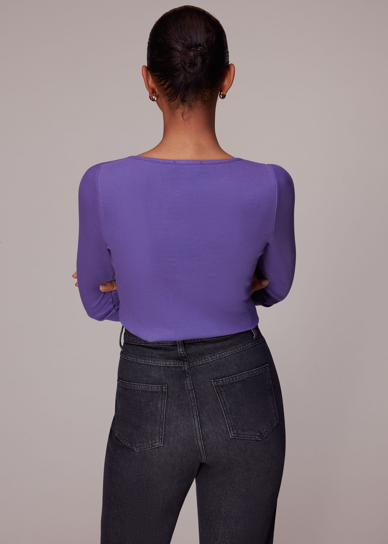 Ribbed Asymmetric V-Neck Top