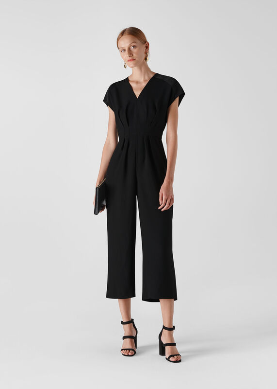 Black Mia Satin Mix Jumpsuit