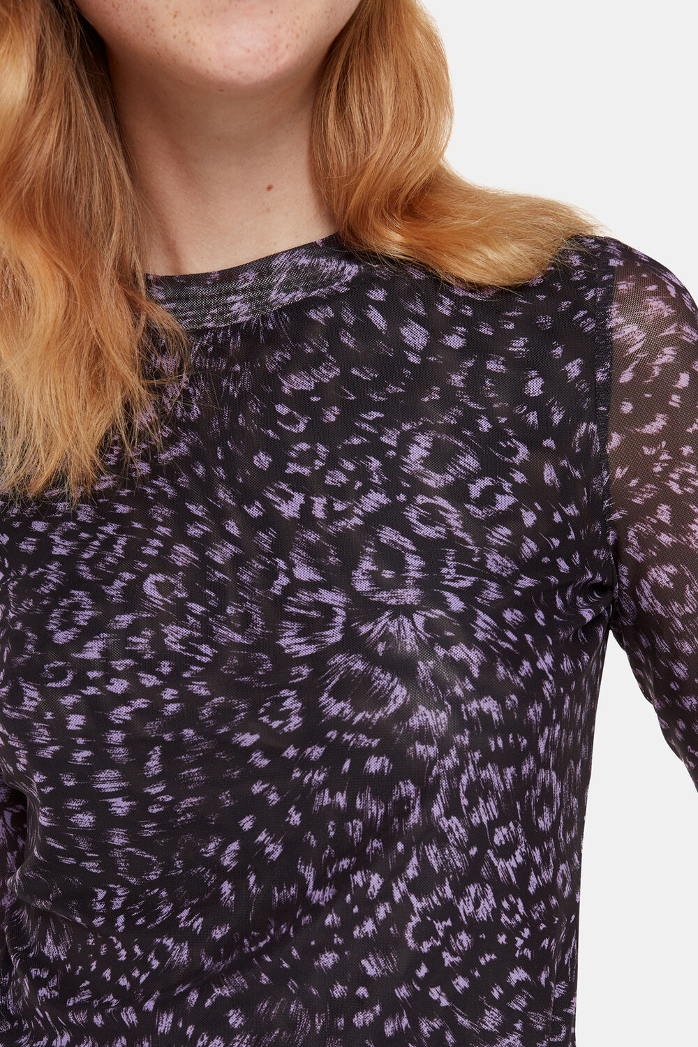 Feather Leopard Mesh Top