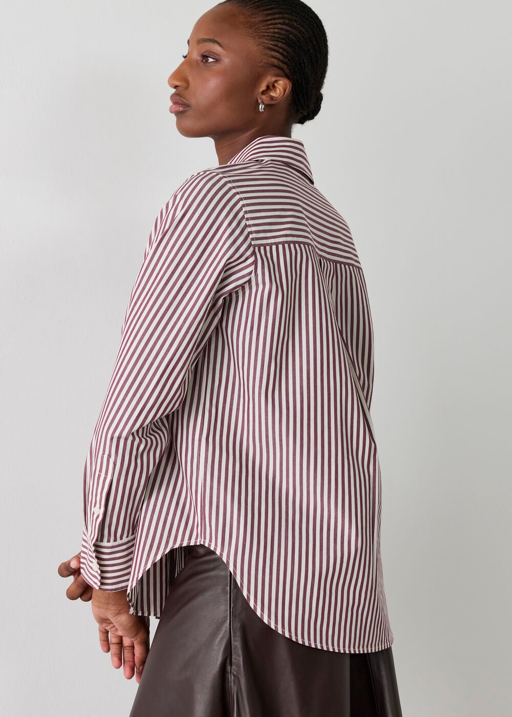 Burgundy Relaxed Fit Stripe Shirt