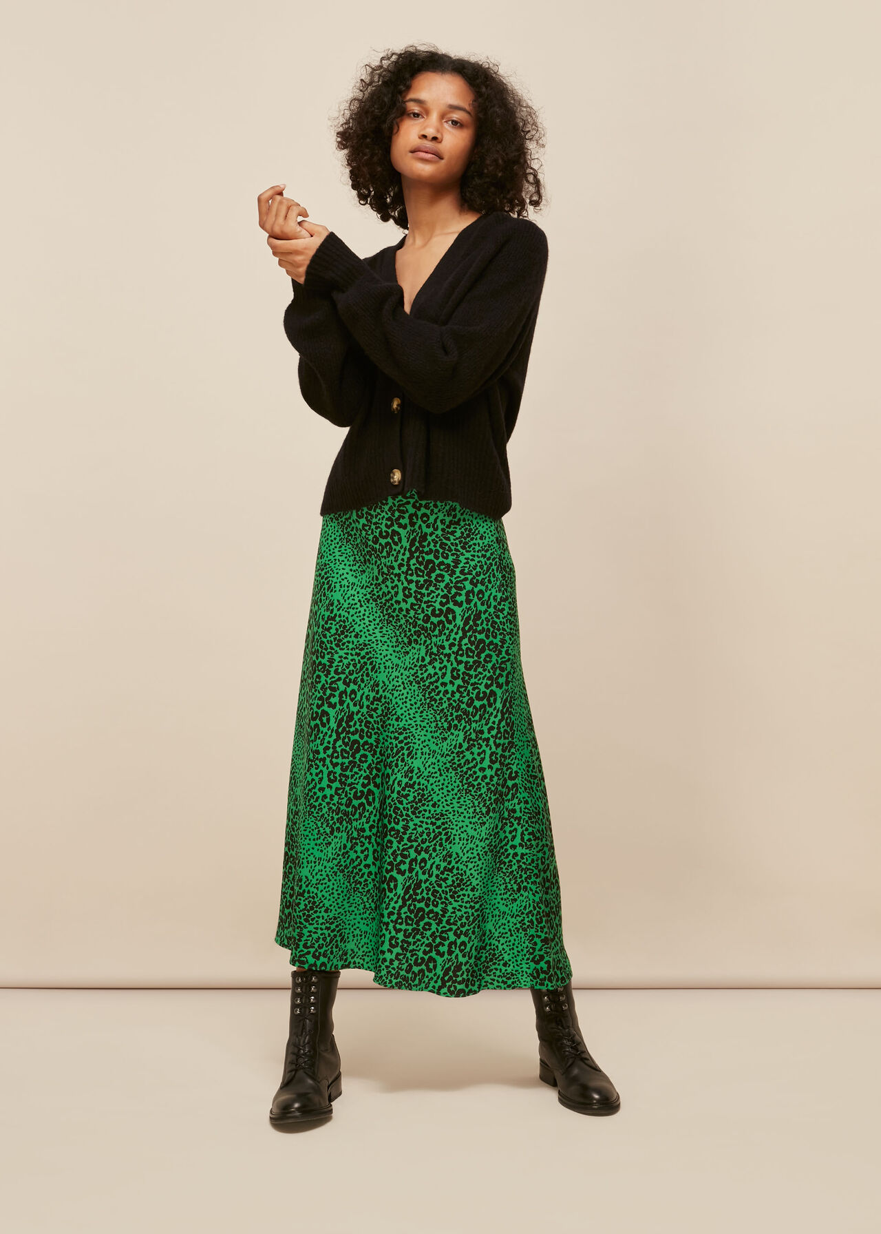 Speckled Animal Bias Cut Skirt