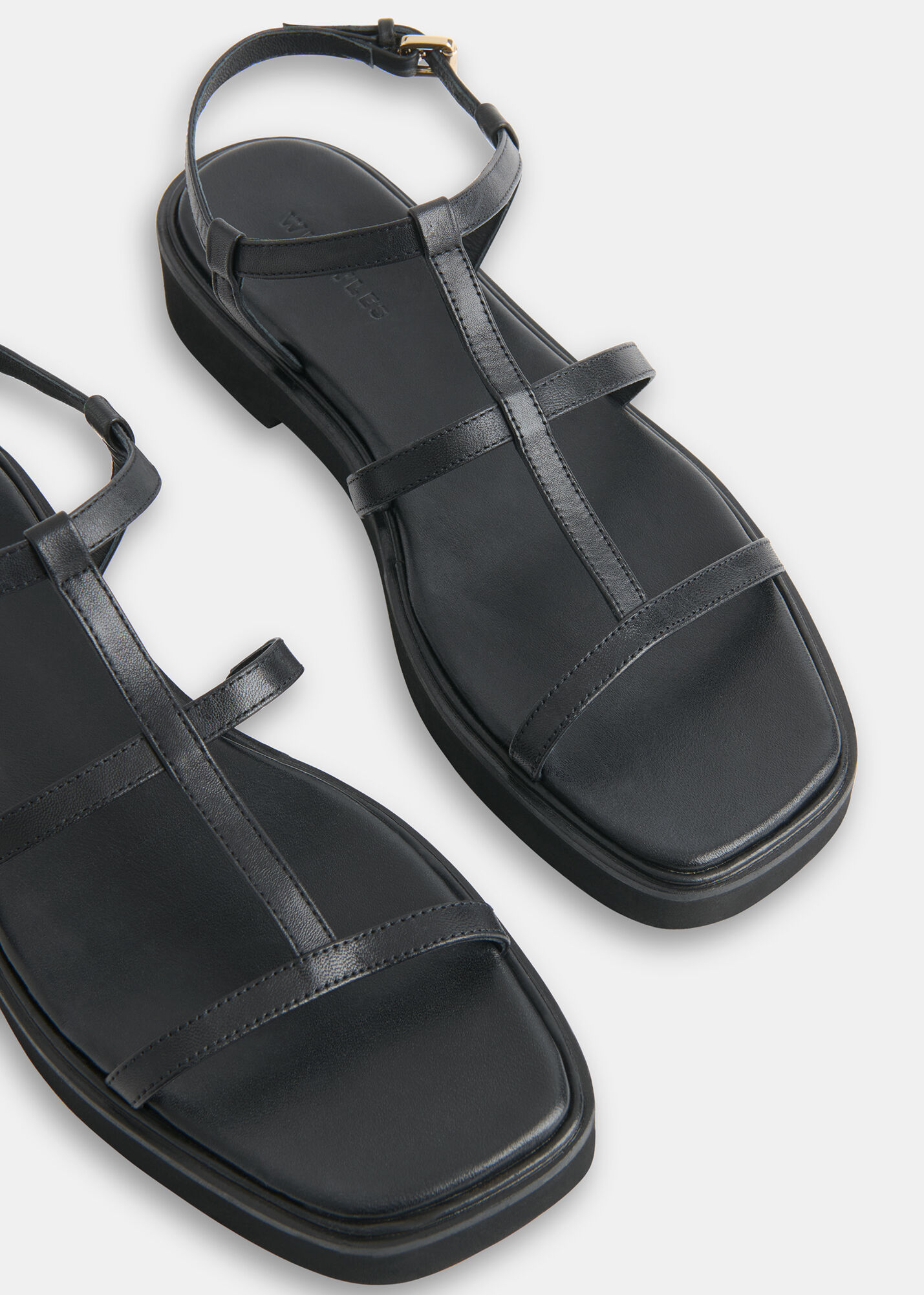 Black Dora Caged Square Toe Sandal | WHISTLES | Whistles US |