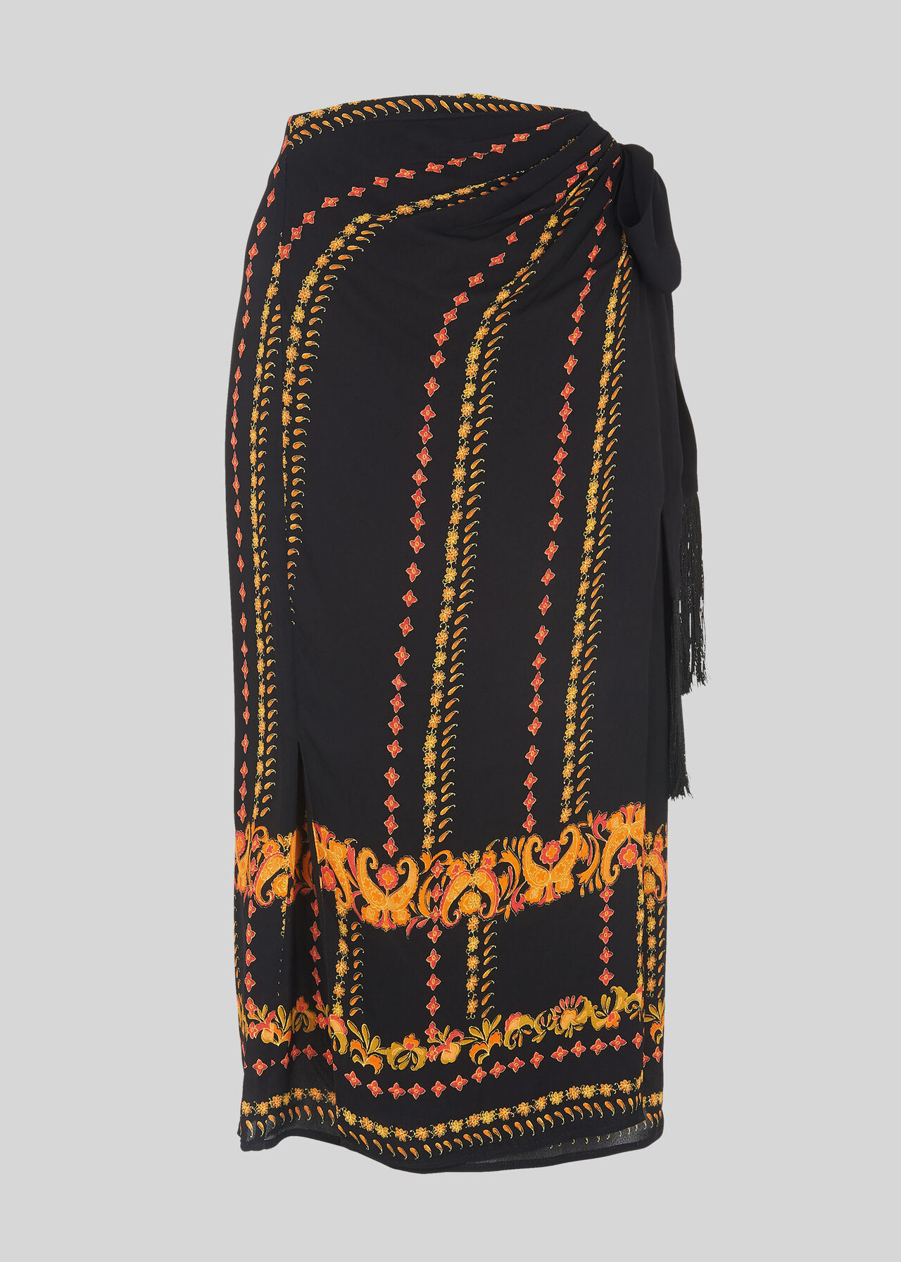 Paisley Scarf Sarong Skirt Black/Multi