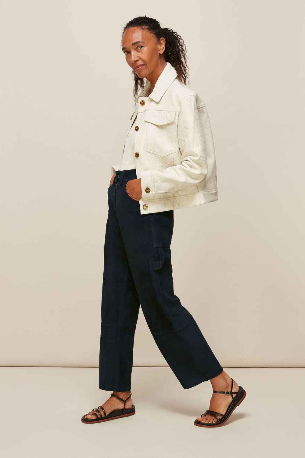 Suede Leather Cargo Trouser