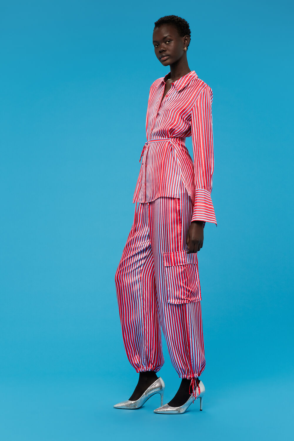 Tangle Stripe Silk Mix Trouser